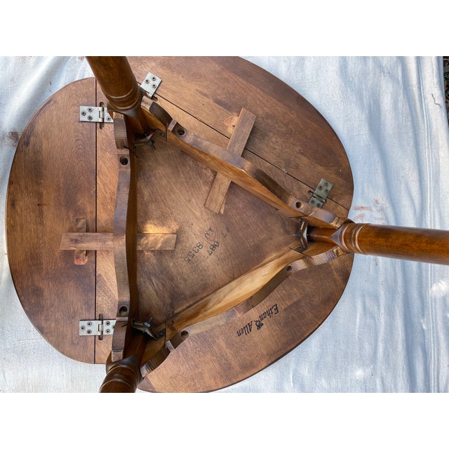 Brown Late 20th Century Ethan Allen Heirloom Nutmeg Maple Trefoil Drop Leaf Table, Model #0871 For Sale - Image 8 of 11