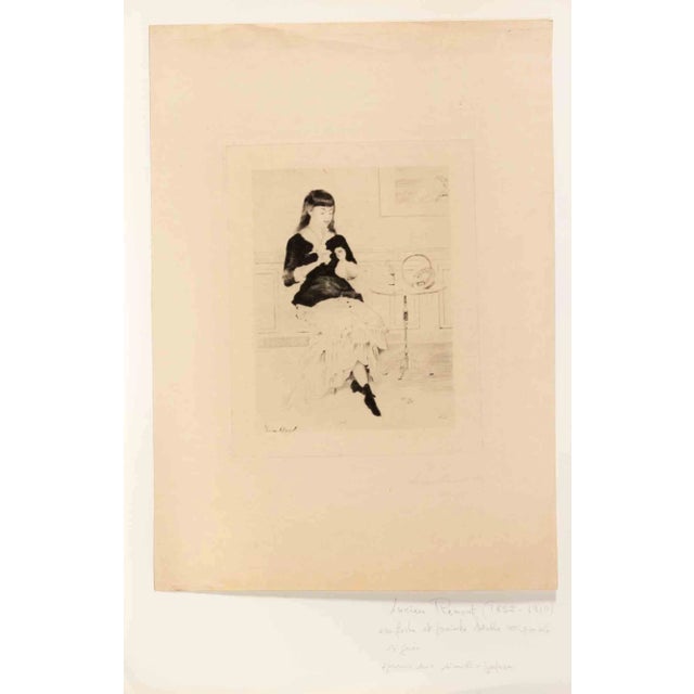 Lucien Renout, The Girl, Etching, Late 19th Century For Sale