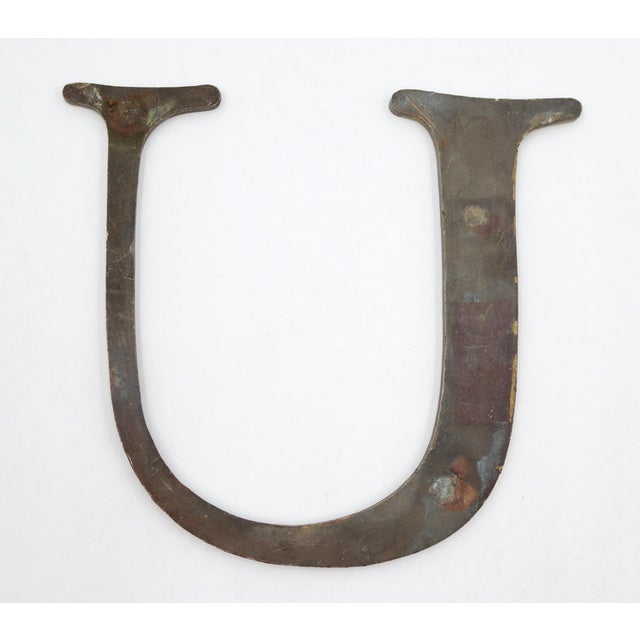 Traditional Vintage 7.5 In. Cast Brass Sign Letter U For Sale - Image 3 of 3