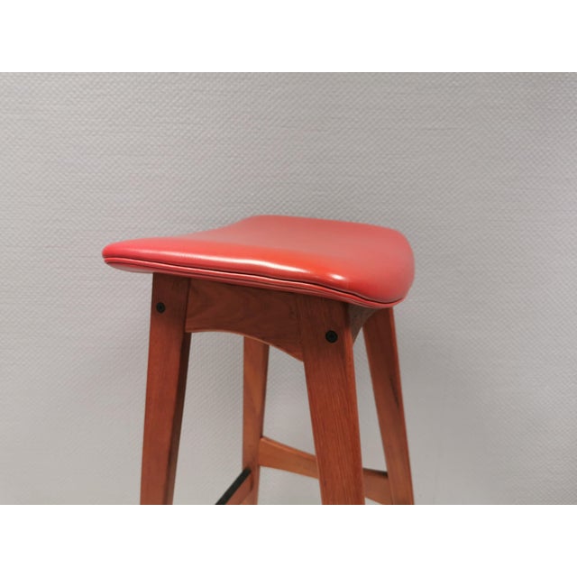 Wood Bar Stool in Teak and Leather by Johannes Andersen for Brødere Andersen, 1960s For Sale - Image 7 of 14