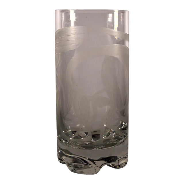 Late 20th Century Art Nouveau Glass Vessel with Female Nude Etched Design Signed Madden For Sale