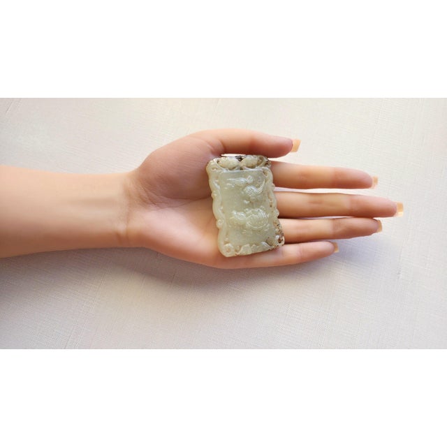 Antique Hetian Jade Pendant Amulet, Qing Dynasty, Late 19th Century For Sale - Image 10 of 10