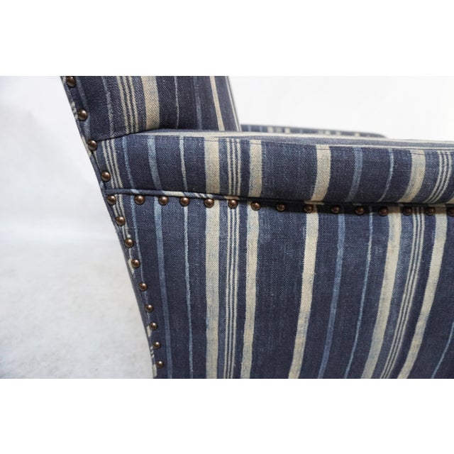 Indigo Stripped Upholstered Gallant Armchair by Cisco Home For Sale - Image 9 of 16