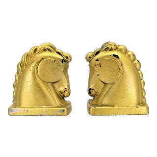 Art Deco Trojan Horse Painted Glass Bookends - a Pair For Sale