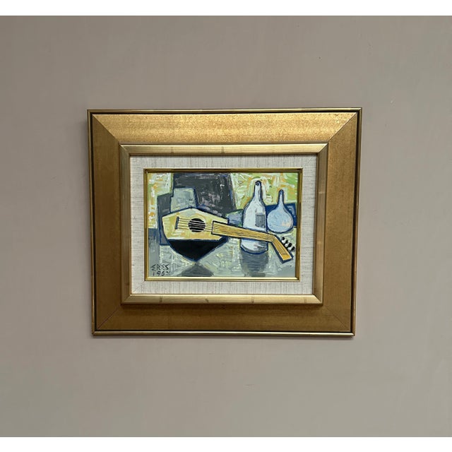 Arnold Eres, Still Life with Lute, 1950s, Oil on Panel, Framed For Sale - Image 9 of 12