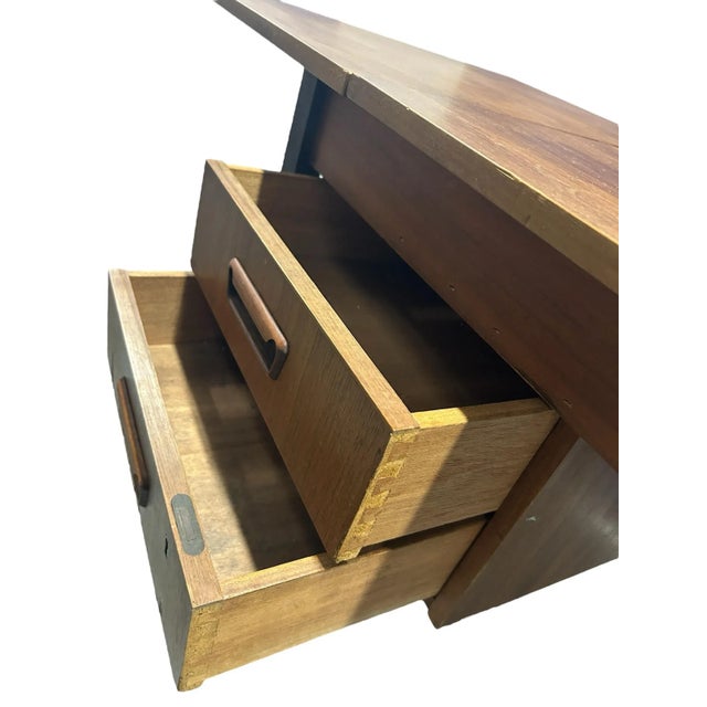 Vintage 1960’s Scandinavian Danish Modern Extendable Teak Wood Desk Attributed to Gunnar Nielsen Tibergaard For Sale - Image 4 of 12