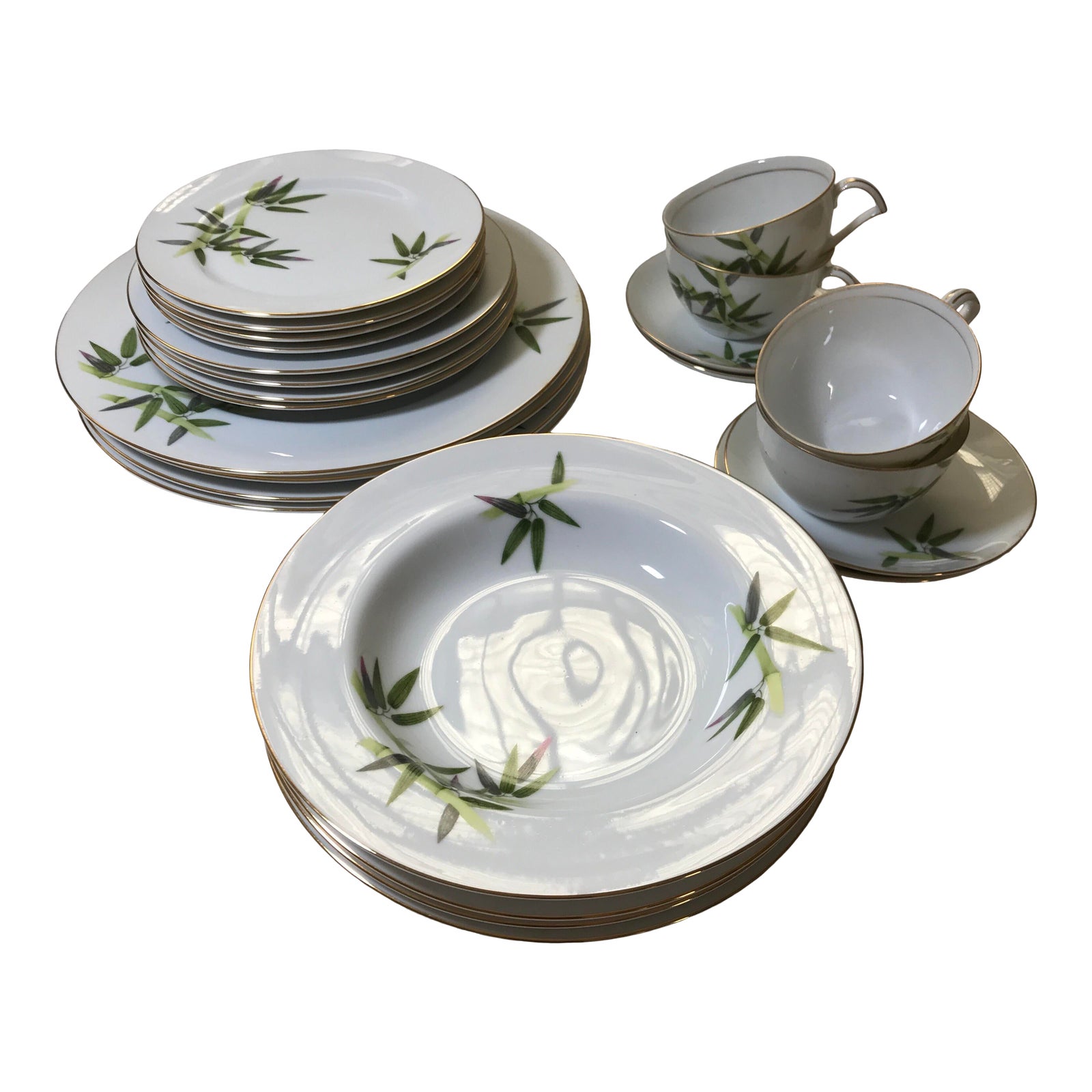 1950s Mid-Century Modern Narumi Spring Bamboo Dinnerware Set