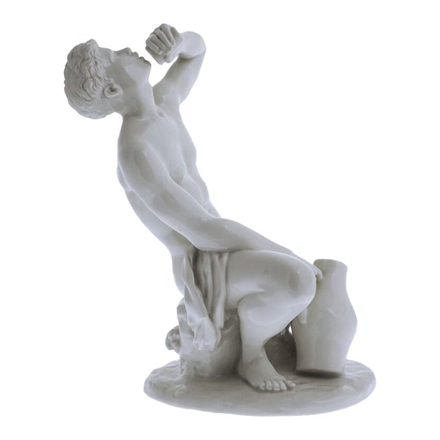Mid 20th Century Young Man Nymphenburg Large White Porcelain Figure For Sale