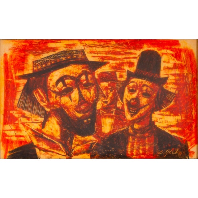 Trio of Clowns* Benjamin Glicker, c. 1970s In Trio of Clowns, Benjamin C. Glicker builds an image of theatrical presence...