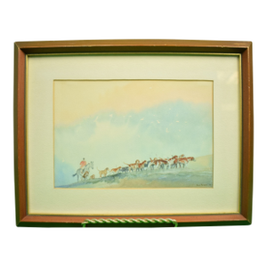 Paul Desmond Brown Huntsman W/ Pack of Hounds C1937 Watercolor