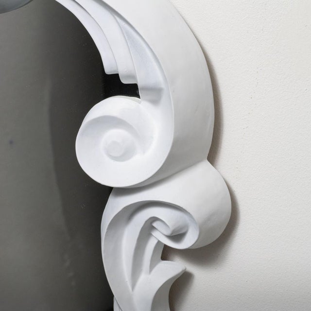 Gray White Carved Wood Mirror For Sale - Image 8 of 9