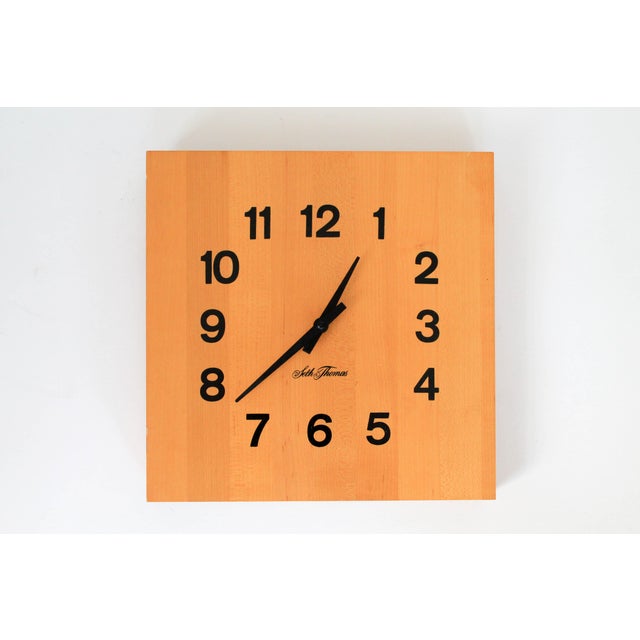 Seth Thomas Butcher Block Wall Clock Chairish