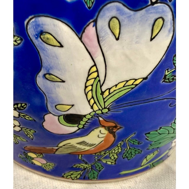 1980s 1980s Blue Butterfly and Bird Planter For Sale - Image 5 of 11