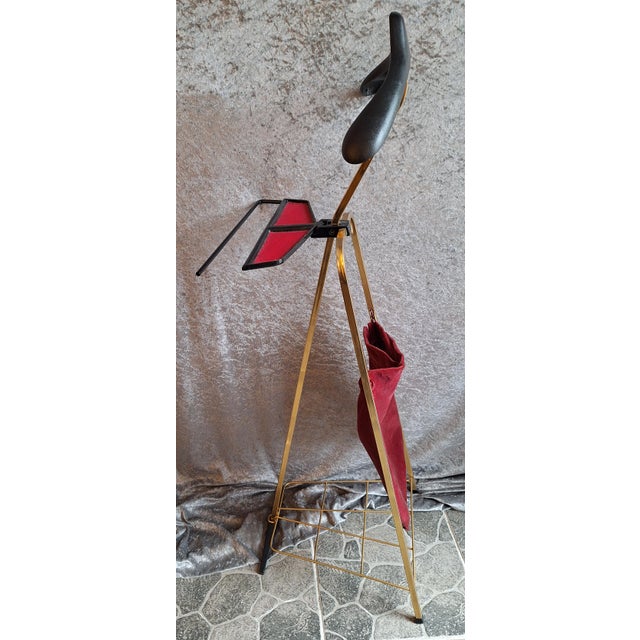 1960s Vintage Foldable Valet Stand with Gold-Plated Metl Farame from Hailo Page, 1960s For Sale - Image 5 of 9