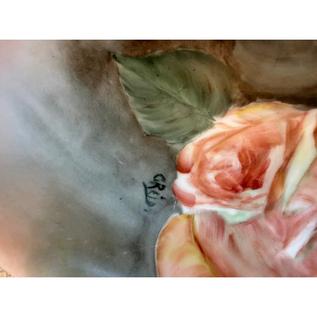 Victorian Antique Hand-Painted Bavarian Porcelain Rose Bowl - LHR Favorite Bavaria Signed For Sale - Image 3 of 6
