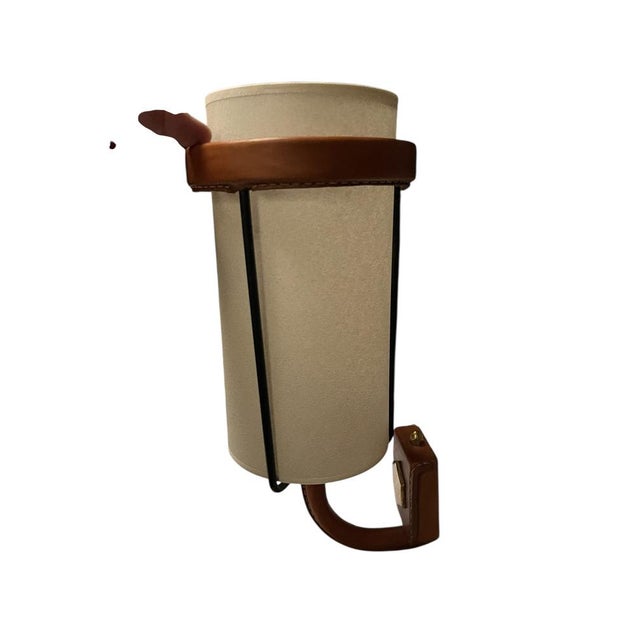 Metal Stitched Leather Sconces by Jacques Adnet, 1950s, Set of 2 For Sale - Image 7 of 10
