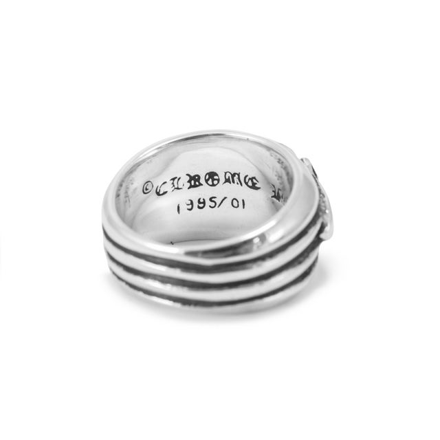 Metal Men’s Vintage 1995 Chrome Hearts Dagger Heart 925 Sterling Silver Band Ring, Size 10 For Sale - Image 7 of 9