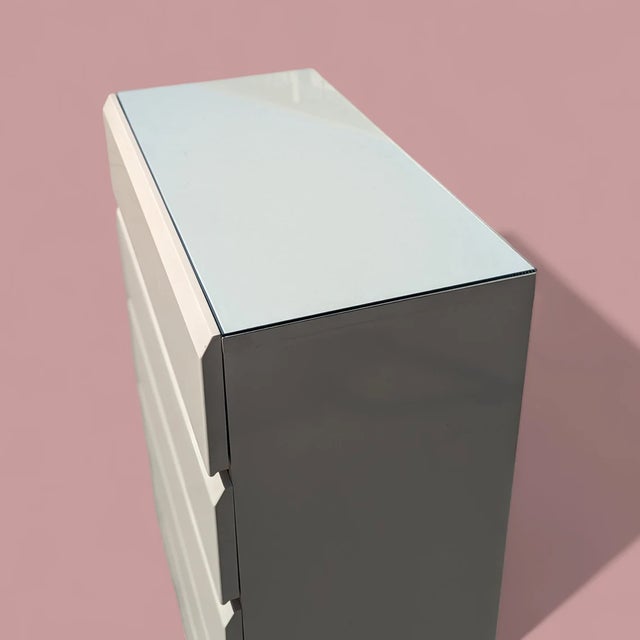 1980s Postmodern Laminate & Glass Top Highboy Dresser by Lane, 1980s For Sale - Image 5 of 10