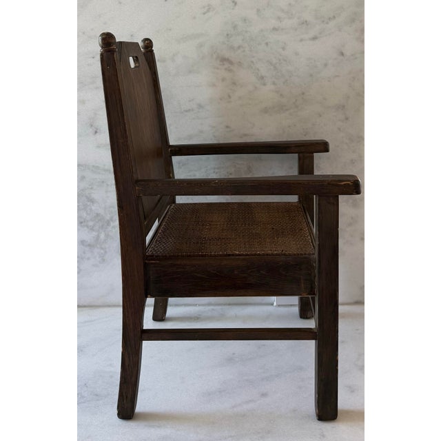 Mission Vintage Child's Arts and Crafts Armchair With Music Box For Sale - Image 3 of 9