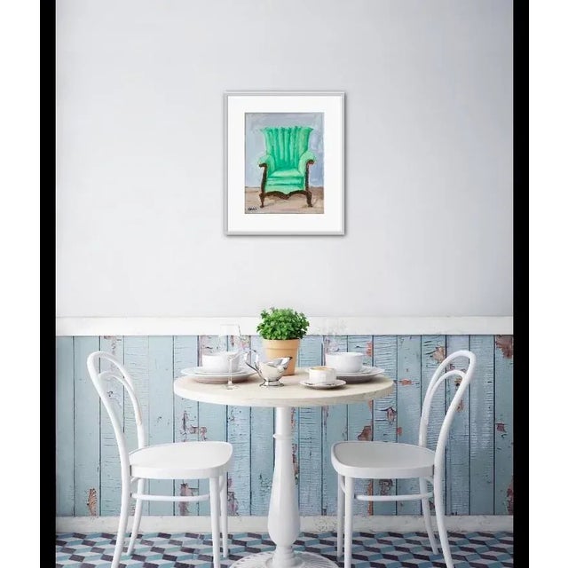 "Green Chair" Contemporary Still Life Original Oil Painting on Canvas by Lisa Haas For Sale - Image 11 of 12