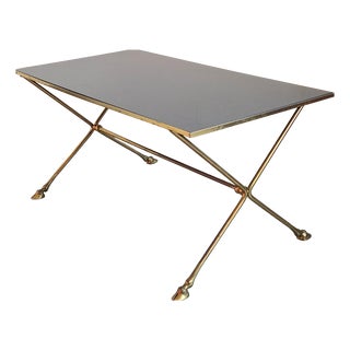 Vintage Coffee Table in Bronze and Glass with Goats Feet from Maison Jansen, 1970s For Sale