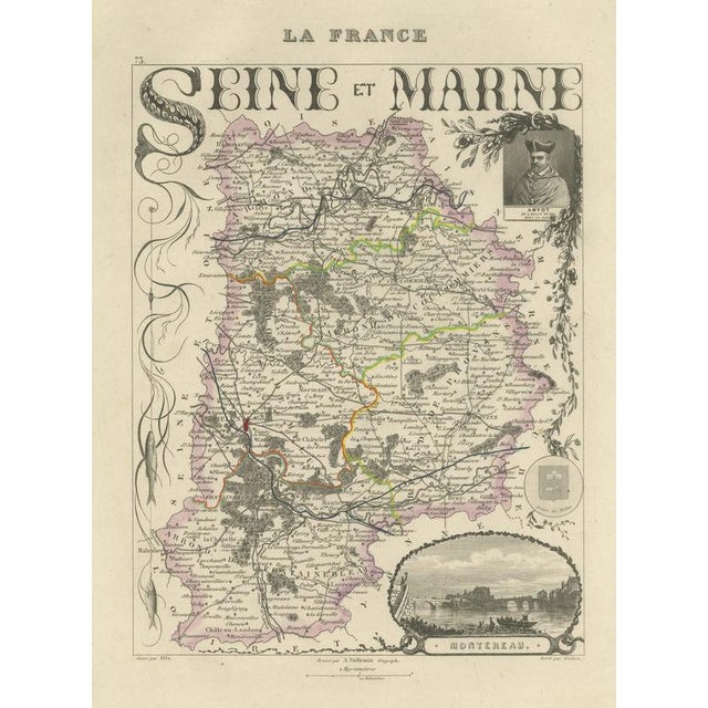 Antique Map of Seine-Et-Marne, Fontainebleau and Amyot, 1860 For Sale - Image 12 of 12