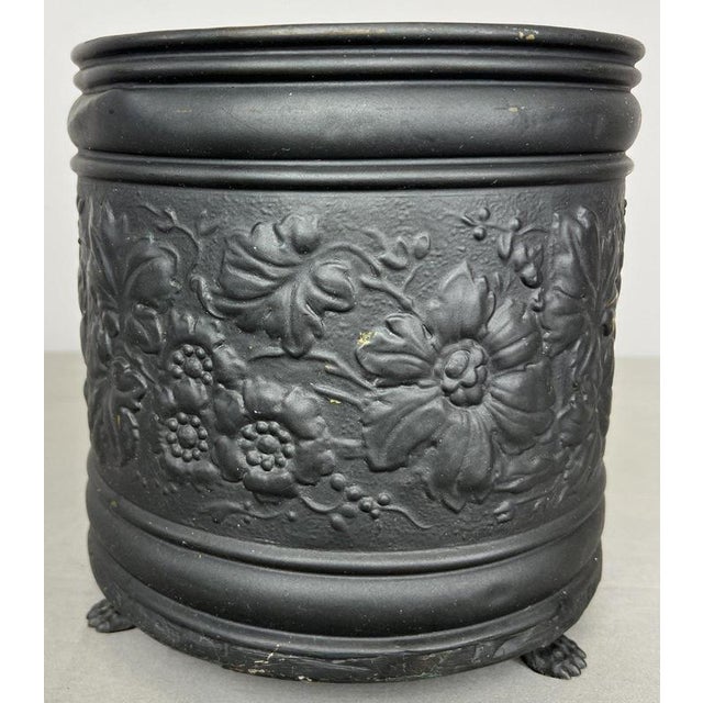 Vintage French Floral Painted Brass Jardiniere For Sale - Image 6 of 18