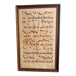 Antique Gregorian Chant Music Page For Sale
