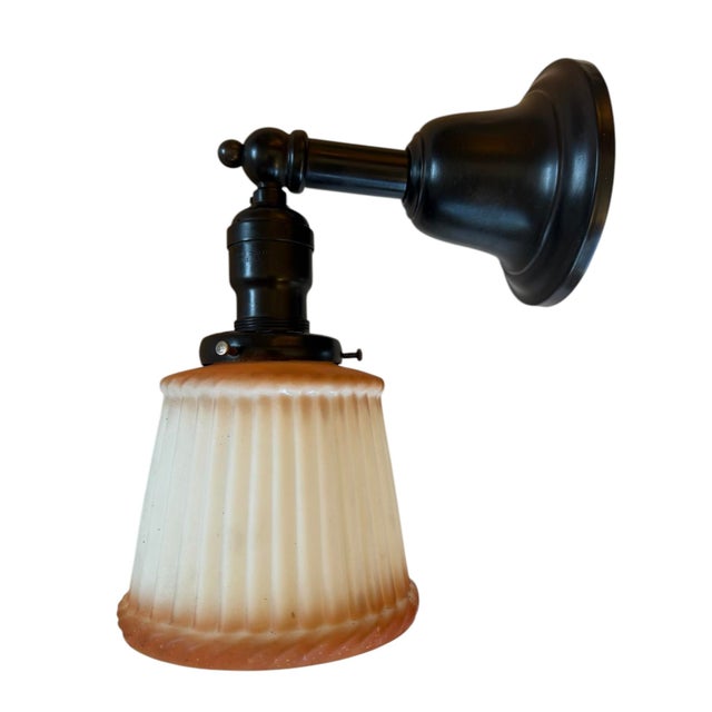 Circa 1920’s Cased Glass Wall Sconce With Apricot Trim For Sale - Image 4 of 6