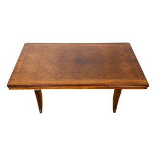 Art Deco Dining Table in Walnut and Diamond Marquetry, 1940s For Sale