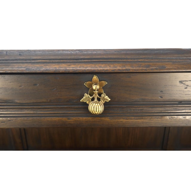 Finished Back Solid Oak c1970s 78" Long One Drawer Console Sofa Table For Sale - Image 9 of 10