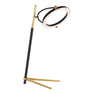Ian K. Fowler by Visual Comfort Signature Mistral Medium Ring Lamp in Hand-Rubbed Antique Brass and Matte Black For Sale