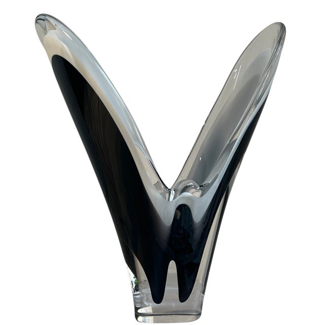 Black Mid-Century Flygsfors Coquille Art Glass Vase by Paul Kedelv, For Sale - Image 8 of 14