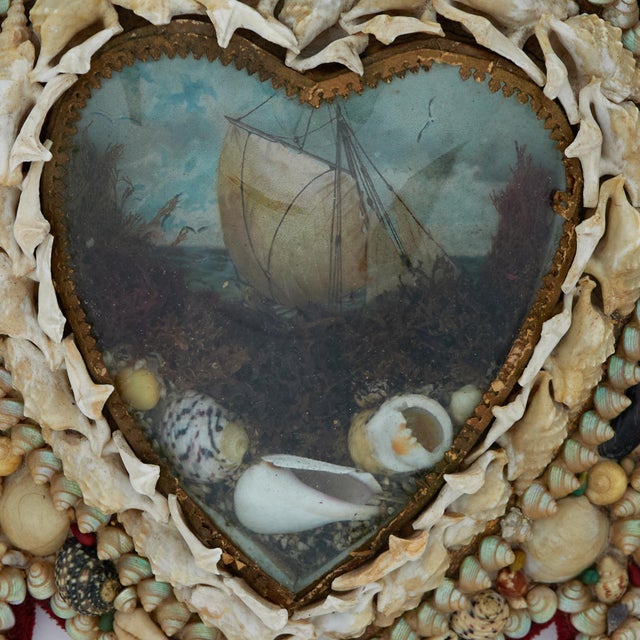 Antique British Colonial Sailors Valentine in Heart Form For Sale In West Palm - Image 6 of 8