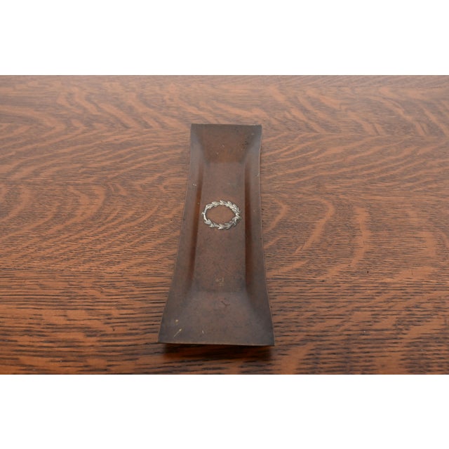 Metal Heintz Arts & Crafts Sterling Silver on Bronze Pen Tray For Sale - Image 7 of 12
