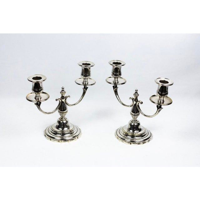 Two-Light Candlesticks in Silver-Plated Metal, 1890s, Set of 2 For Sale - Image 11 of 13