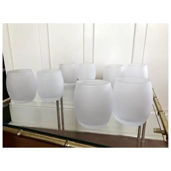 1960s Mid-Century Modern Frosted "Ghost" Lowball Glasses- Set of 7 For Sale - Image 4 of 6