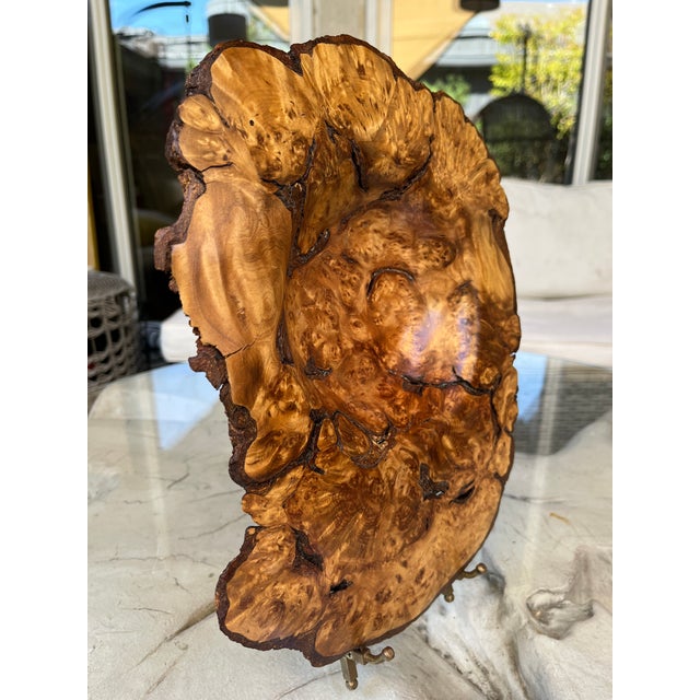 1980s Organic Modern Hand-Turned Natural Edge Sugar Maple Burl Centerpiece Bowl - 12.5x9.5 Inches For Sale - Image 5 of 12