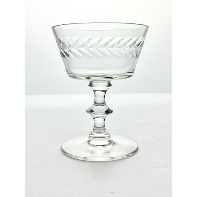 American 1940s Vintage Set of 3 Coupe Champagne Glasses 4 5/8” 6oz For Sale - Image 3 of 6