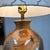 Amber Glass Table Lamp With Patterned Lamp Shade For Sale In San Francisco - Image 6 of 12