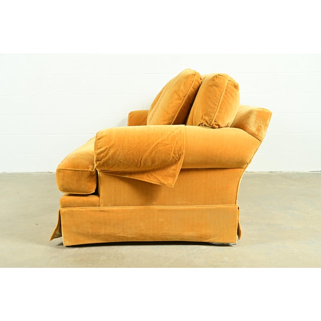 Baker Furniture Contemporary Yellow Velvet Upholstered Sofa For Sale - Image 10 of 12
