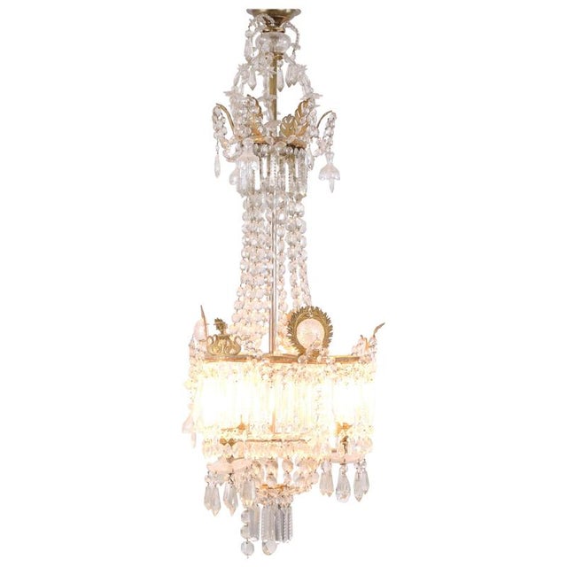 Antique Crystal Chandelier in Gilt Bronze with Louvre Style Decorations, 1890s For Sale - Image 12 of 12