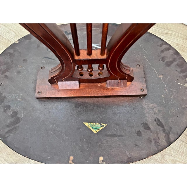Vintage Mersman Accent Oval Side Tables, Lyre Harp Base, Mahogany Set of Two For Sale - Image 18 of 18