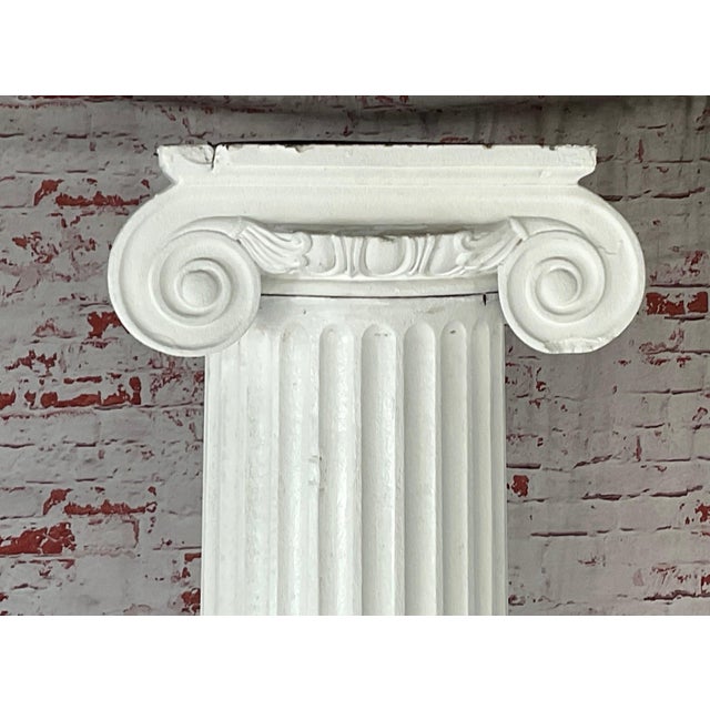 Neoclassical Ionic-Style Fluted White Carved Wood Architectural Columns, a Pair For Sale - Image 15 of 15