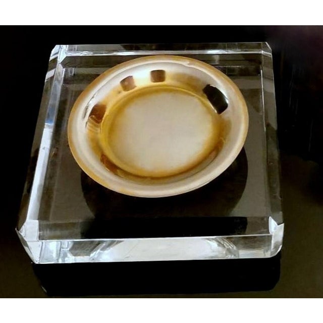 Metal Vintage Italian Plexiglass and Brass Desk Set - 2 Pieces For Sale - Image 7 of 13