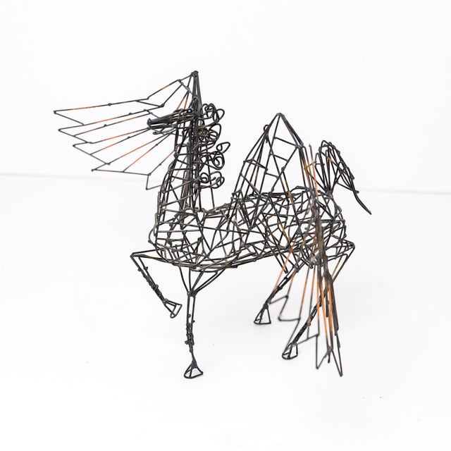 Black 1970s Stan Bennett Pegasus Hanging Wire Sculpture, California Studio Craft, Kinetic Art For Sale - Image 8 of 10
