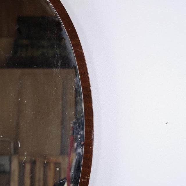 Oval Mirror with Slim Dark Wood Frame, 20th Century For Sale - Image 6 of 8