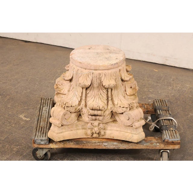 Spanish Hand-Carved Sandstone Pedestal Base For Sale In Atlanta - Image 6 of 10