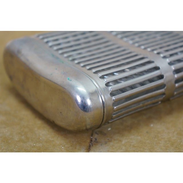 Antique Art Deco Glass & Chrome Plated Caged Hip Pocket Flask Luxury Barware For Sale - Image 15 of 16