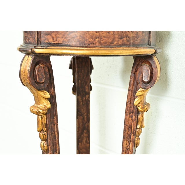 Wood Neoclassical Gold Gilt and Faux Tortoise Shell Pedestal Plant Stand by Ugo Bianchi For Sale - Image 7 of 11